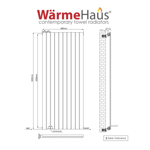 PlumbGalaxy (1600 x 682mm Single, Chrome) Flat Panel Designer Radiator 2