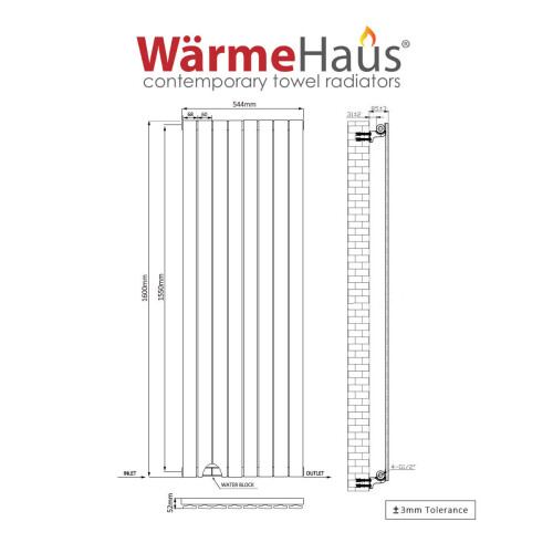 PlumbGalaxy (1600 x 546mm Single, Chrome) Flat Panel Designer Radiator 2