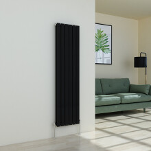 (1600 x 410mm Double, Black) Flat Panel Designer Radiator
