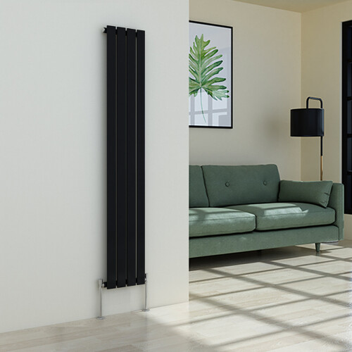 PlumbGalaxy (1600 x 274mm Single, Black) Flat Panel Designer Radiator