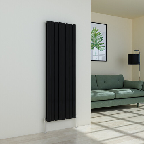 PlumbGalaxy (1600 x 546mm Double, Black) Flat Panel Designer Radiator