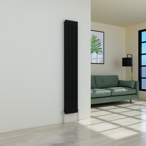 PlumbGalaxy (1800 x 274mm Double, Black) Flat Panel Designer Radiator