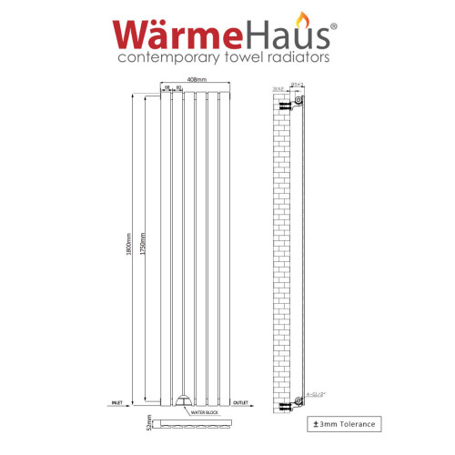 PlumbGalaxy (1800 x 410mm Single, Chrome) Flat Panel Designer Radiator 2