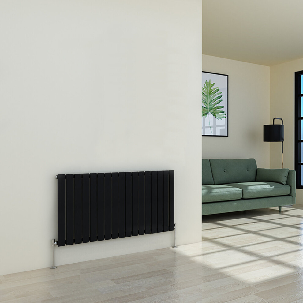 (600 x 1158mm Single, Black) Flat Panel Designer Radiator