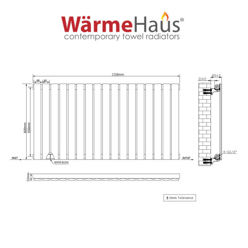 PlumbGalaxy (600 x 1158mm Single, Chrome) Flat Panel Designer Radiator 2