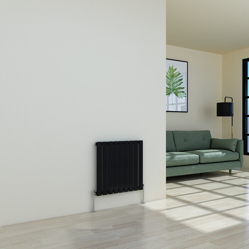PlumbGalaxy (600 x 614mm Single, Black) Flat Panel Designer Radiator