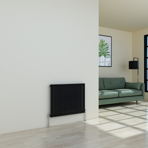 PlumbGalaxy (600 x 750mm Single, Black) Flat Panel Designer Radiator