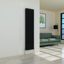 (1800 x 410mm Double, Black) Flat Panel Designer Radiator