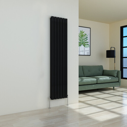 PlumbGalaxy (1800 x 410mm Double, Black) Flat Panel Designer Radiator