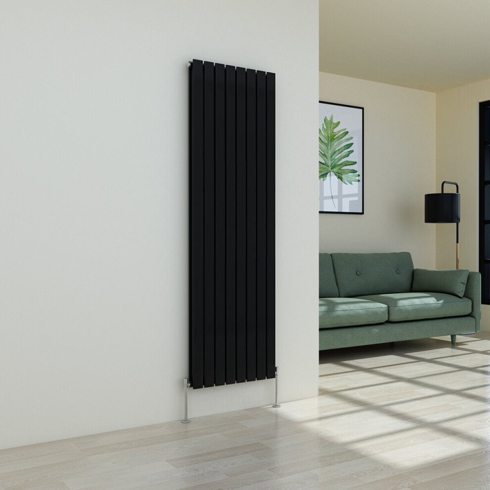 (1800 x 546mm Double, Black) Flat Panel Designer Radiator