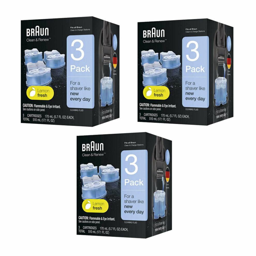 9 x Braun Clean & Renew Shaver Cleaning Refill Cartridges