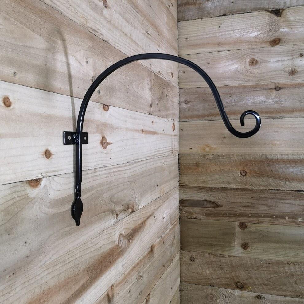 Samuel Alexander Tom Chambers Heavy Duty Handcrafted Metal 38Cm Wall Bracket Hook For Garden Hanging Basket Bird Feeder Black