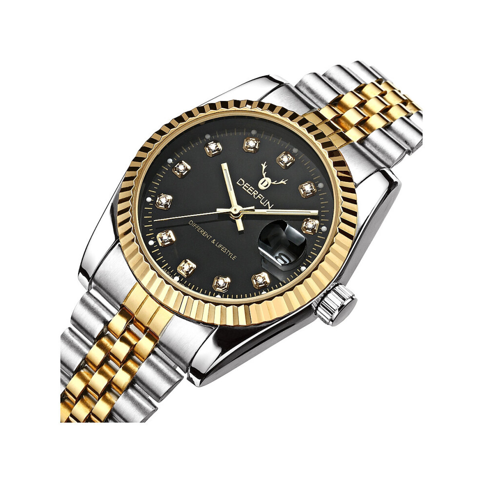 (Black) Ladies Watch Rose Gold Silver Green Red Black Women Woman Smart Watches Two Tone Present