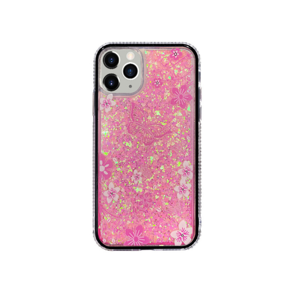Creative Gradient Glitter Butterfly Quicksand Liquid Shiny Mobile Phone Case for IPhone12 (6.7)
