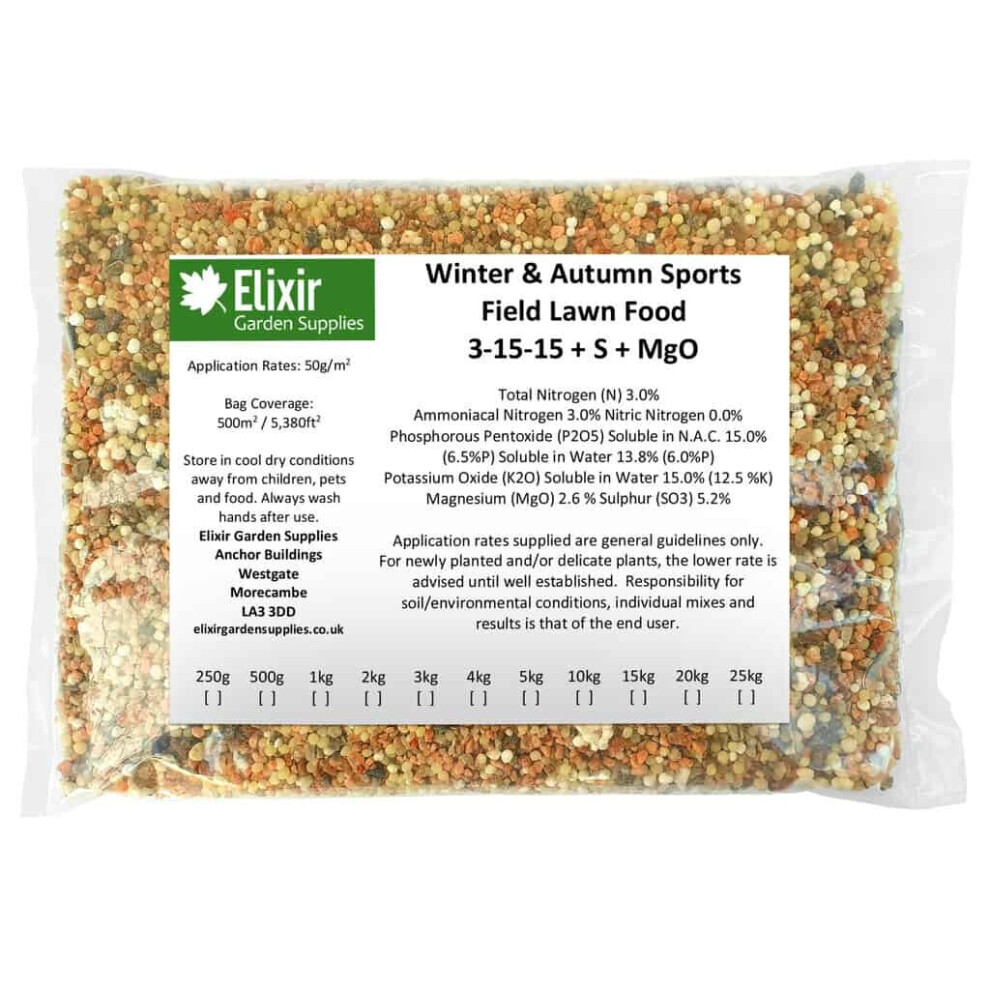 Elixir Garden Supplies (Bag, 10Kg) Elixir Gardens | Autumn & Winter Sports Field, Paddock And Lawn Feed | Npk 3-15-15
