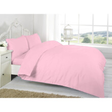 (Pink, Double) Plain Dyed Duvet Cover Set With Pillowcase