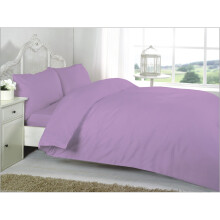 (Lilac , King) Plain Dyed Duvet Cover Set With Pillowcase