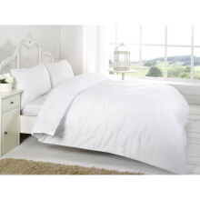 (White, Double) Plain Dyed Duvet Cover Set With Pillowcase