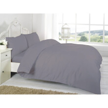 (Grey, Double) Plain Dyed Duvet Cover Set With Pillowcase