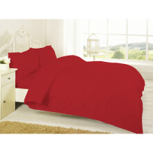 (Red, King) Plain Dyed Duvet Cover Set With Pillowcase