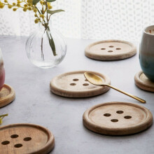 Wooden Button Coasters - Set Of 6