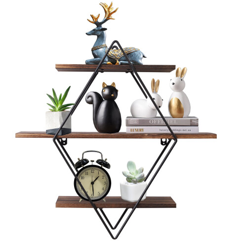 ustic Floating Shelves Wood, Diamond Wall Mounted Shelves 1