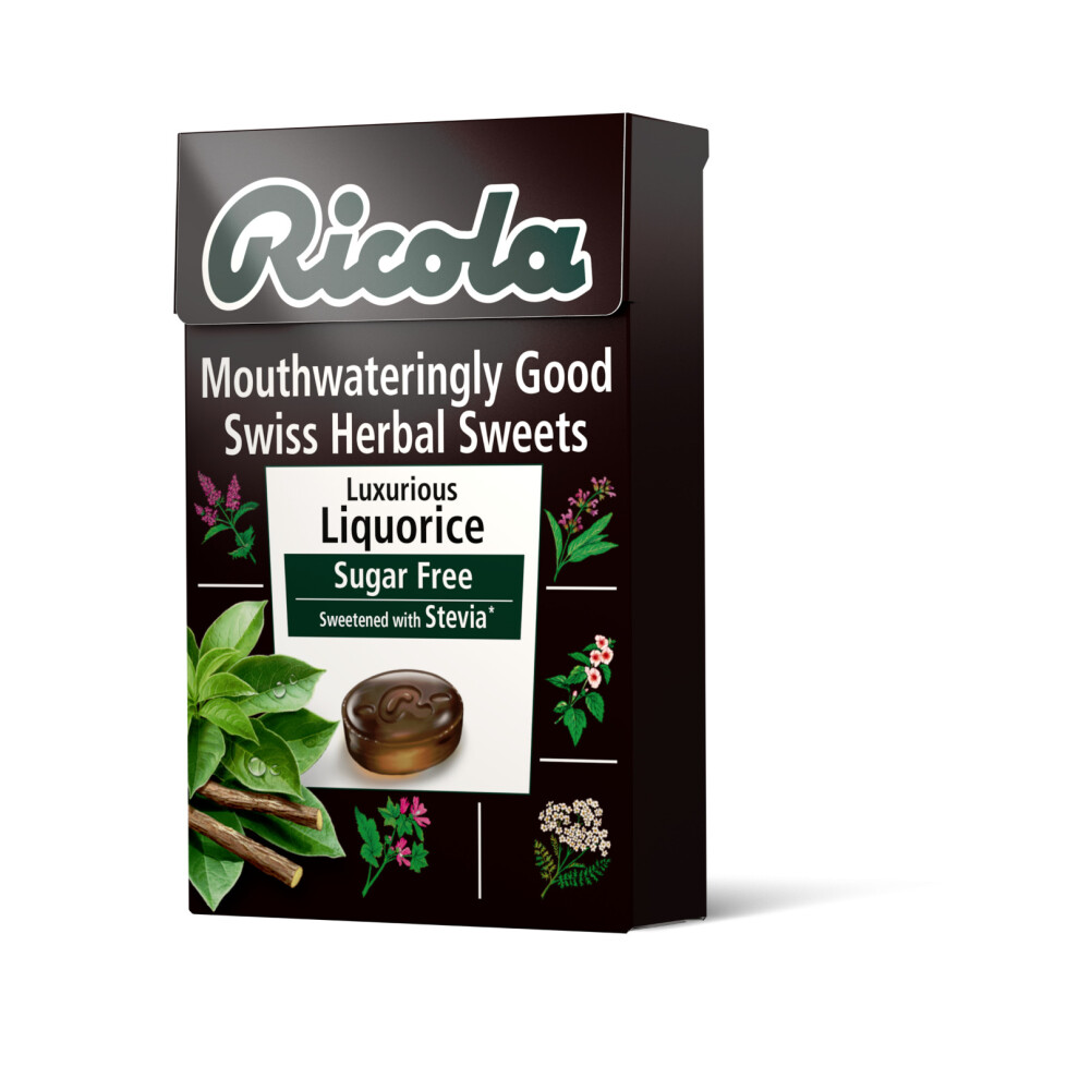 3 X Ricola Liquorice Swiss Herbal Lozenges Sweets Sugar Free With Stevia - 45g