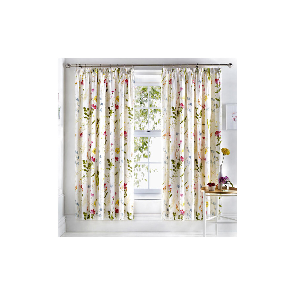 Dreams & Drapes Spring Glade Floral Pencil Pleat Lined Curtains, Multi, 66 x 72 Inch