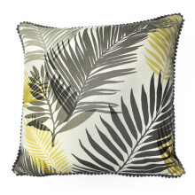 Fusion Tropical Leaf 100% Cotton Piped Filled Cushion, Ochre, 43 x 43 Cm