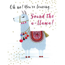 Oh No! You're Leaving Sound The A-llama Gigantic Card Embellished A4 Sized Cards