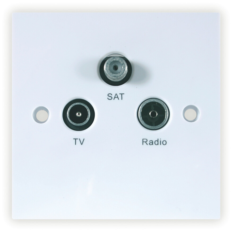 Triax Tv Aerial Fm Sat Triplex Screened Wall Outlet Plate -304102 5702663041028
