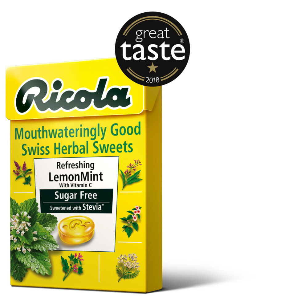 Ricola Refreshing Lemon Mint Swiss Herbal Lozenges Sweets Sugar Free Stevia 45g