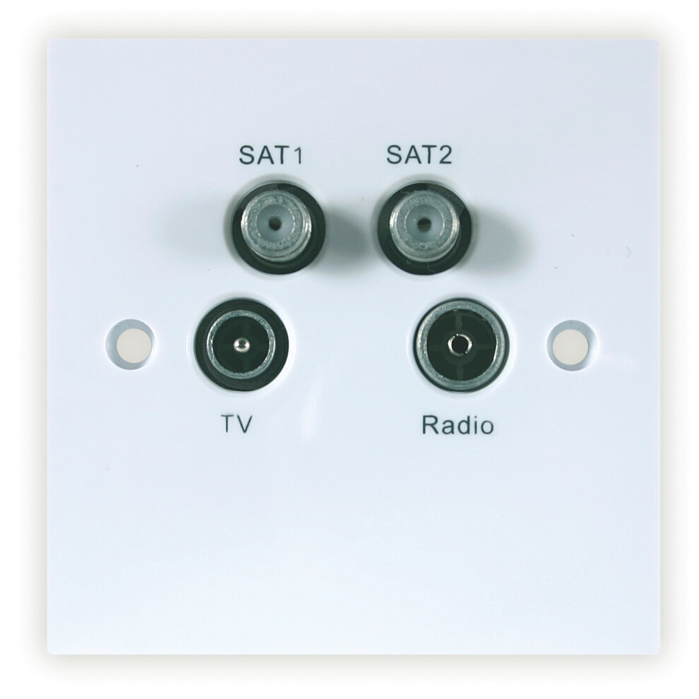 Triax Tv Radio Fm Sat1 Sat2 Return Quad Screened Wall Outlet Faceplate -304109 White