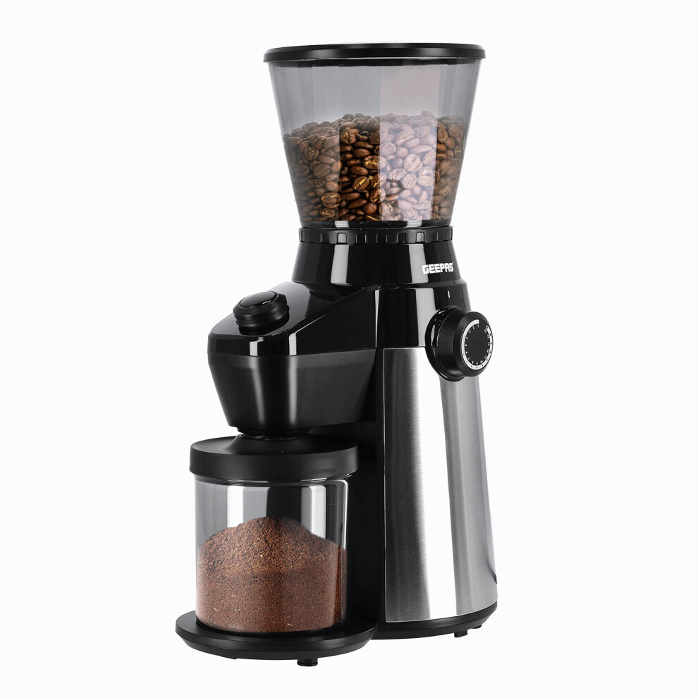 Geepas Electric Burr Coffee Grinder | Adjustable 15 Precise Grind Setting