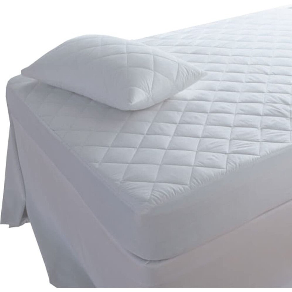 HIGH LIVING Quilted Mattress Protector Extra Deep White Super King