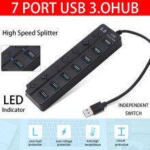 Powered 7-Port USB 3.0 Hub 5Gbps - Plug & Play USB Splitter for PC/Laptop (Windows, Mac, Linux)