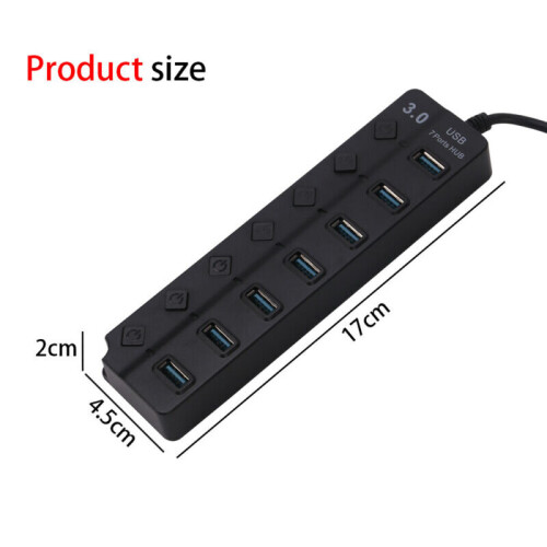 Powered 7-Port USB 3.0 Hub 5Gbps - Plug & Play USB Splitter for PC/Laptop (Windows, Mac, Linux) 1