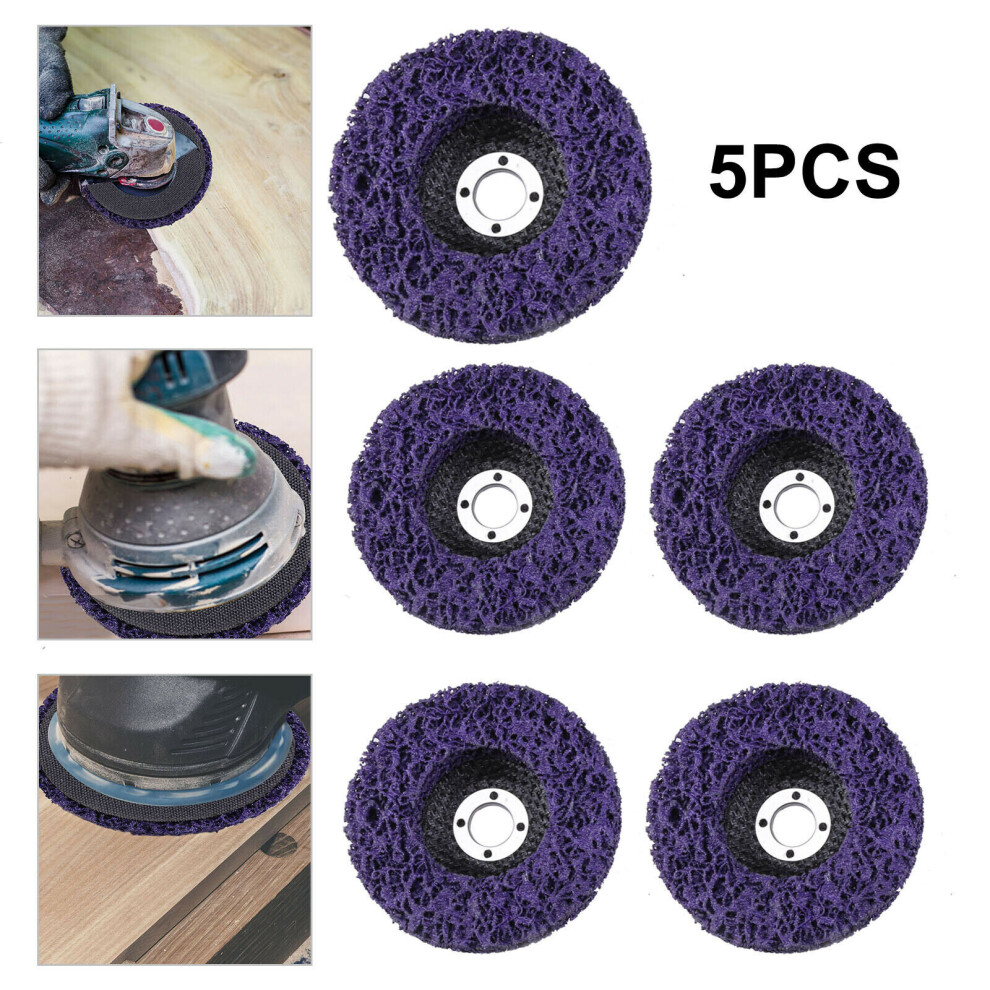 5 Pcs 4'' Poly Strip Disc Wheel Paint Rust Removal Clean For Angle Grinder 100mm