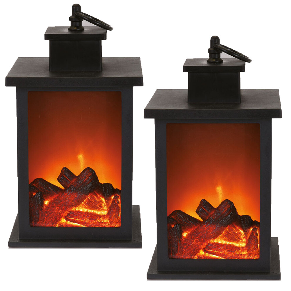 (2) LED Fireplace Flameless Log Fire Effect Home DÃ©cor