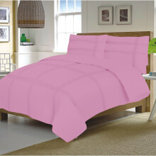 (Pink, Double) Supreme Quality Pintuck Hamlet/Pleated Duvet Bedding Set Polycotton, Elegant Design Soft Charming Colours Collection.