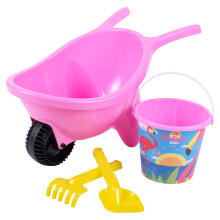(Flamingos) Kids Disney  Wheelbarrow Beach Bucket Play Toy Set