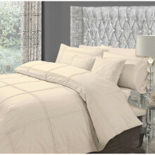 (Cream, Single) Supreme Quality Pintuck Hamlet/Pleated Duvet Bedding Set Polycotton, Elegant Design Soft Charming Colours Collection.