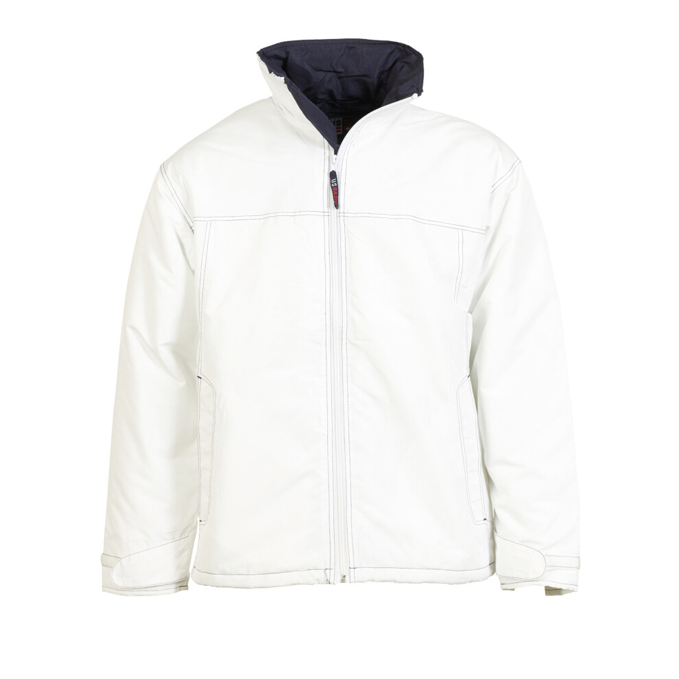 (White/Navy, M) US Outdoor Casual Warm Winter Rain Shell Padded Coat Jacket