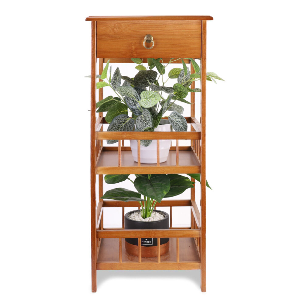 (M) Bamboo Side Table Small Tall Narrow Nightstand