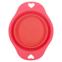 (2 Handle-Large, Red) Silicone Pet Dog Cat Collapsible Travel Eating Bowl Dish