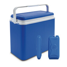 (Blue +2 Ice Packs) Large 24 Litre Cooler Box +Ice Packs