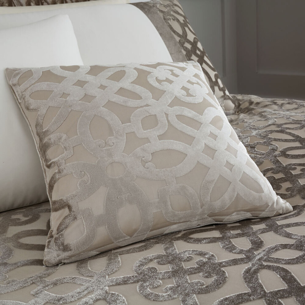 Catherine Lansfield Lattice Cut Velvet Cushion Cover, Natural, 43 x 43 Cm