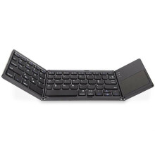 (Black) Foldable Bluetooth Portable Keyboard Rechargeable Wireless Keyboards Touchpad