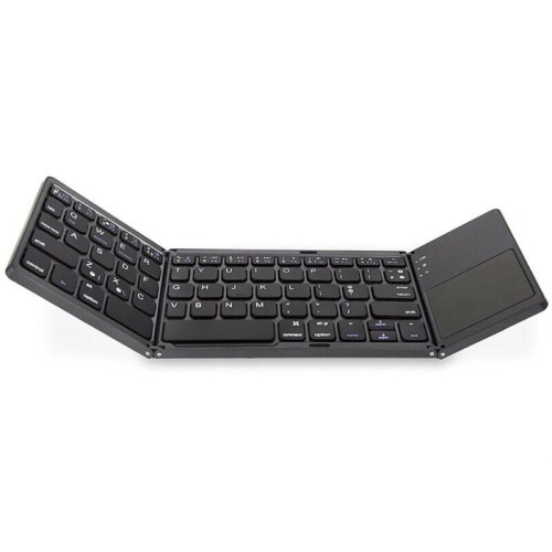 (Black) Foldable Bluetooth Portable Keyboard Rechargeable Wireless Keyboards Touchpad