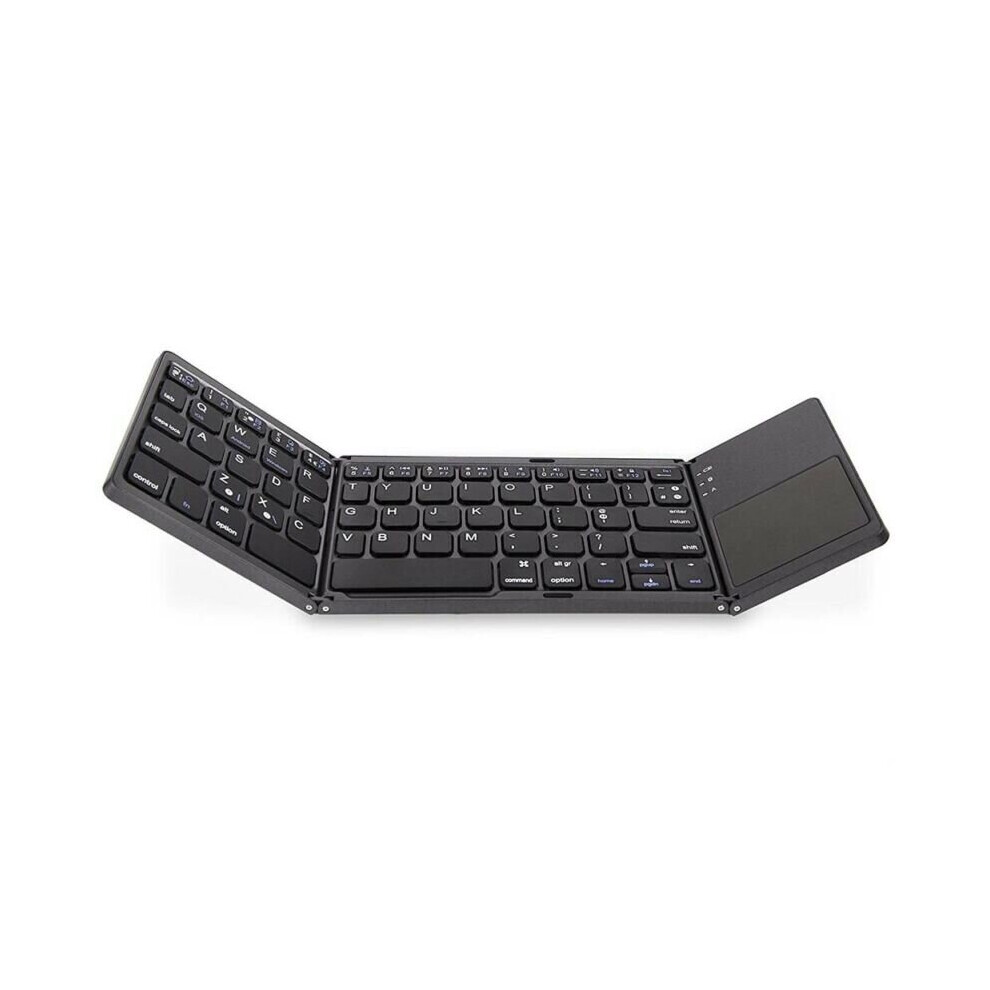 (Black) Foldable Bluetooth Portable Keyboard Rechargeable Wireless Keyboards Touchpad Black 683546772701